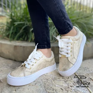 Tenis Bolichero Mujer Dorado