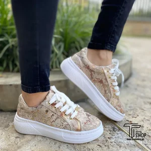 Tenis Bolichero Mujer Dorado Escamado