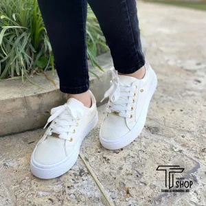 Tenis Bolichero Mujer Beige