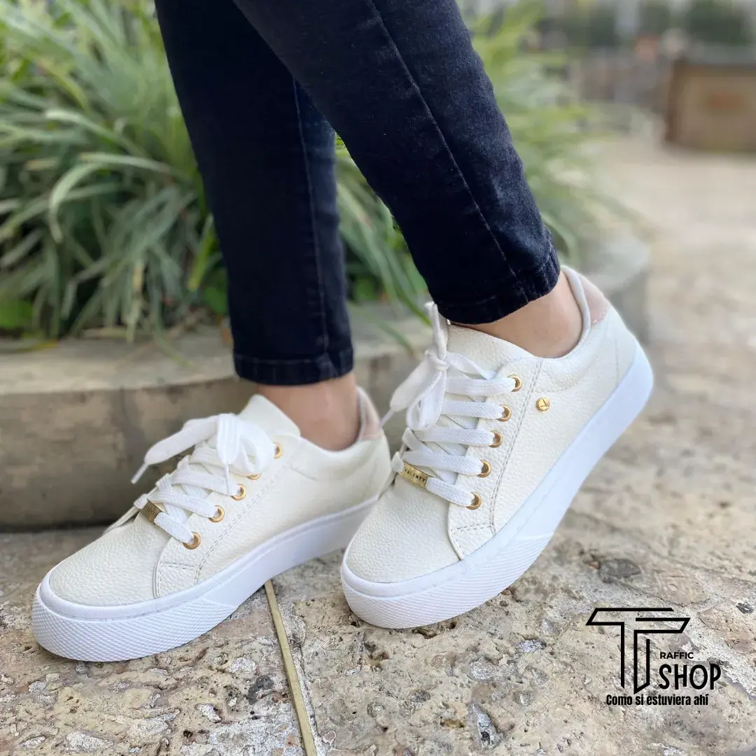 Tenis Bolichero Mujer Beige - Imagen 2